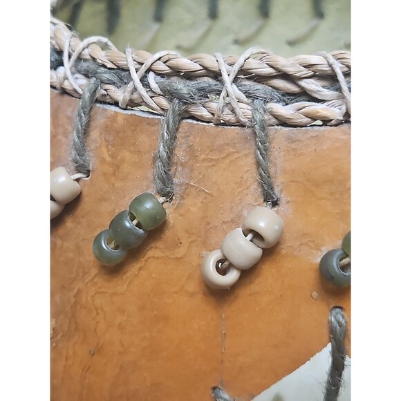 Gourd basket Woven Handle Beaded VTG signed & dated - Picture 2 of 7